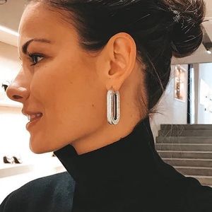 Beautiful and Modern U-Shaped Rhinestone Earrings